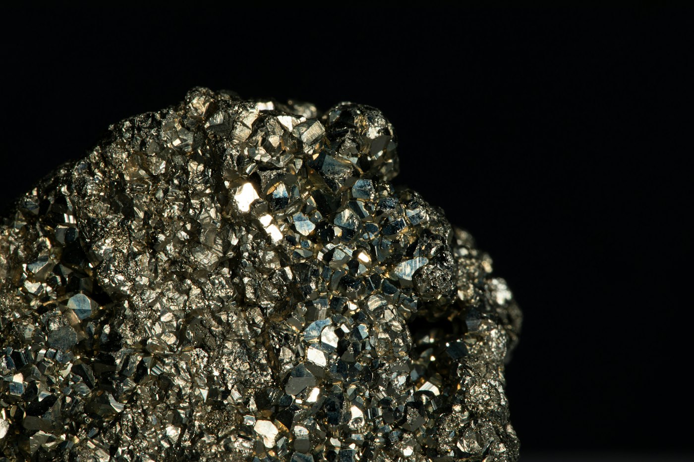 Close-up of dark metallic ore